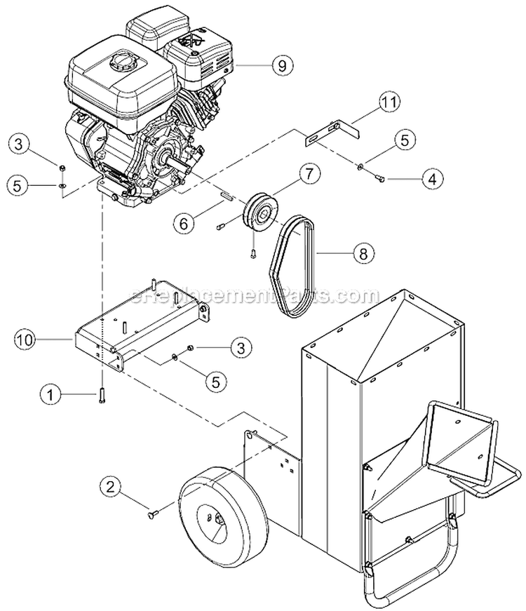 Engine Diagram and Parts List for SC3265 A08787 Bear Cat Chipper Shredder
